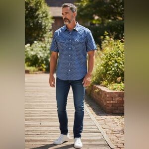 Cody James Men's Blue Patterned Casual Shirt